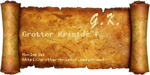 Grotter Kristóf névjegykártya